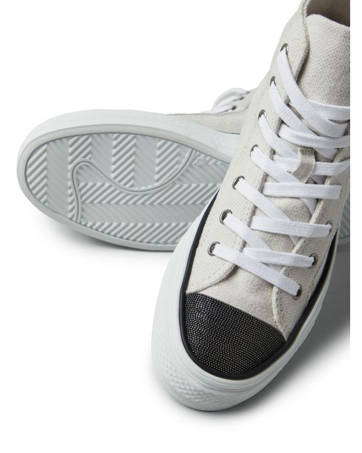 Brunello Cucinelli White Monili-trim High-top Sneakers