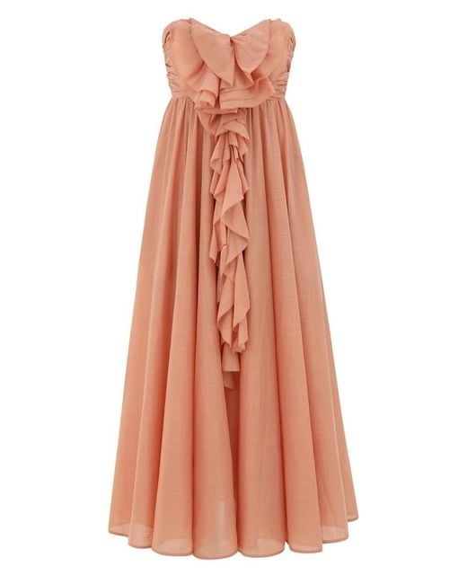 strapless open back dress V-Neck Sleeveless Tiered Ruffle Midi Dress main image 0