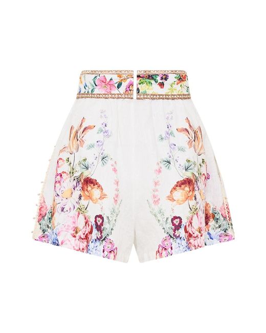 Camilla White Tuck Front Short With Belt