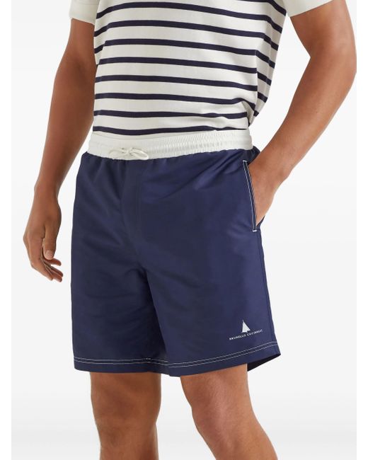 Brunello Cucinelli Blue Logo-print Swim Shorts for men