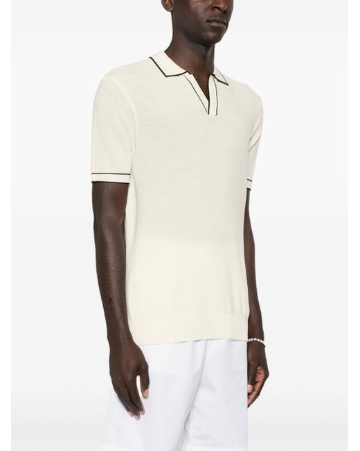 Orlebar Brown White Horton Knitted Polo Shirt for men
