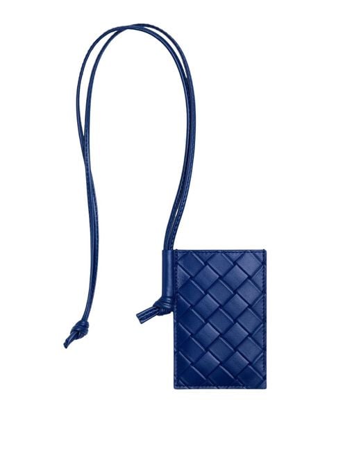 Bottega Veneta Blue Intrecciato Stamp Badge Holder for men