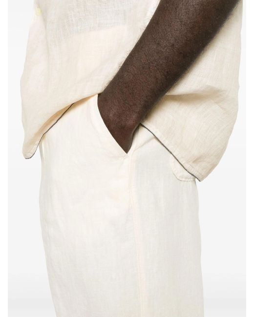 120% Lino White Linen Trousers for men