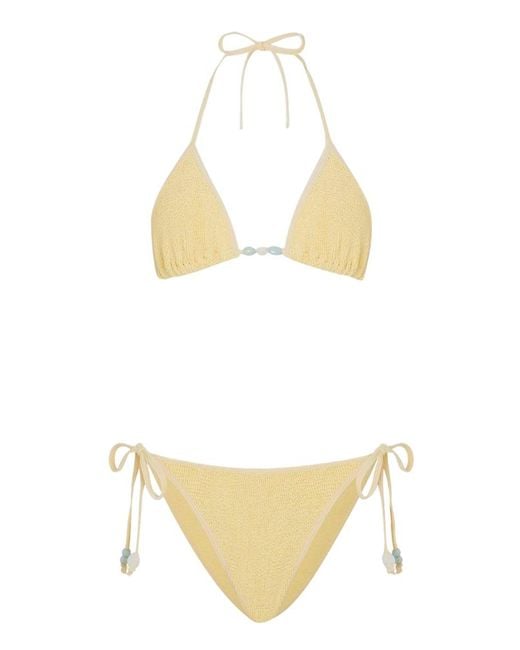 Hunza G White Gina Beaded Bikini