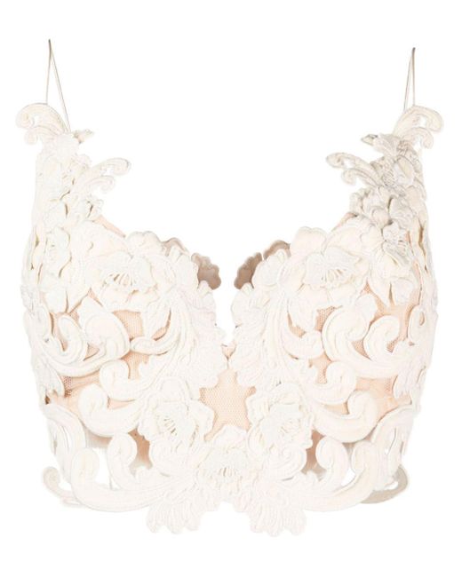Zimmermann Natural Sensory Lace Cropped Top