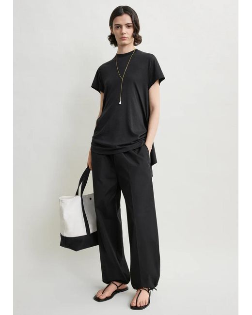 Totême Drawstring Cotton Trousers Black