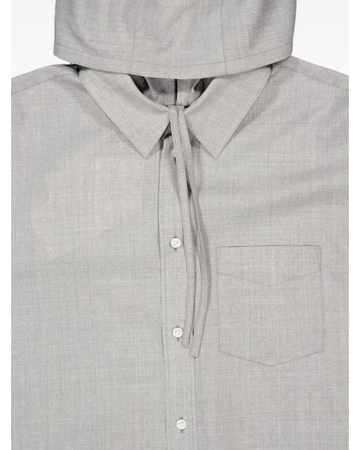 Bottega Veneta Gray Hooded Wool Shirt for men
