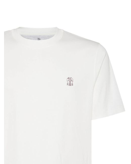 Brunello Cucinelli White Logo-printed T-shirt for men