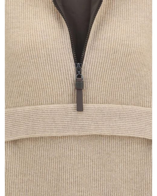 Brunello Cucinelli Natural Cashmere Half-zip Sweater