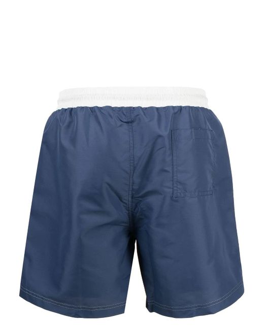 Brunello Cucinelli Drawstring Logo Swim Shorts in Blue for Men | Lyst