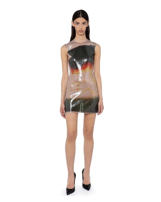 16Arlington Black Aveo Mini Dress In Fire Print Sequin
