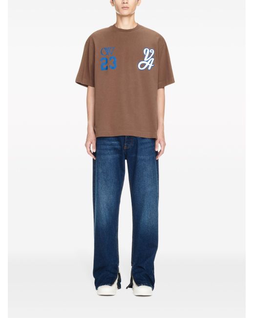 Off-White c/o Virgil Abloh Brown 23 Varsity Skate Cotton T-shirt for men