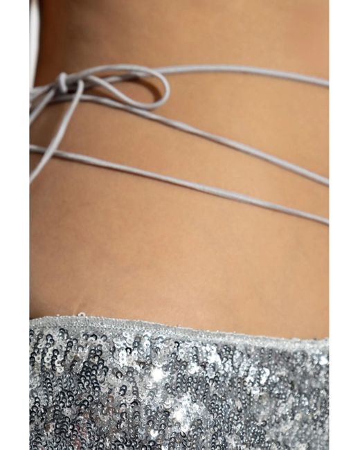 Oseree Gray Paillettes Skirt