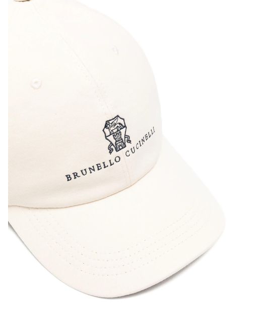 Brunello Cucinelli Natural Embroidered Cap Hat for men