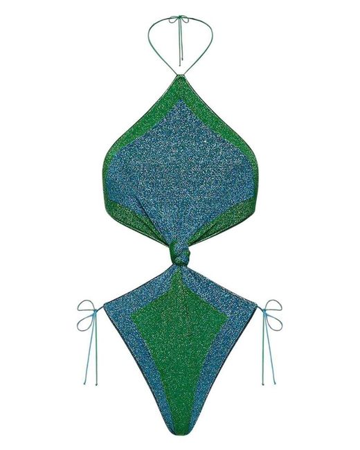 Oseree Green Lumière Bicolor Diamond Knot Maillot