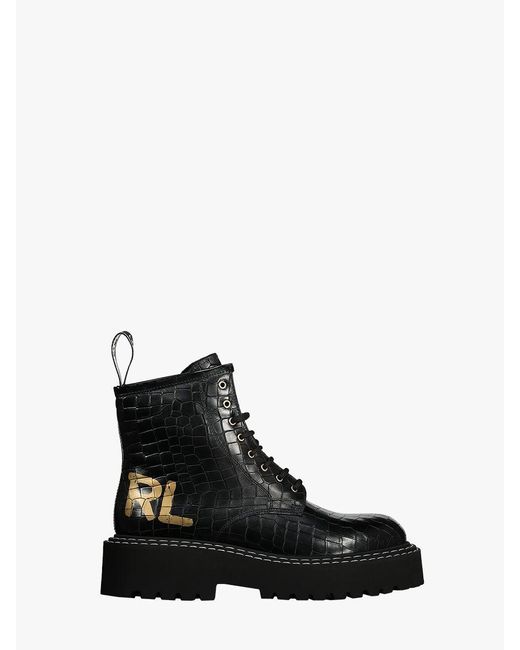 Karl Lagerfeld Leather Patrol Ii Embossed Boots in Black - Lyst