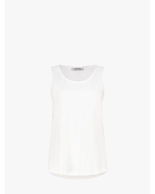 Max Mara Pantera Cotton And Modal Top in White | Lyst