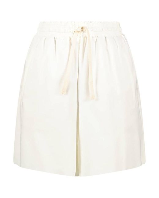 Drykorn White Solid Structured Jersey Shorts
