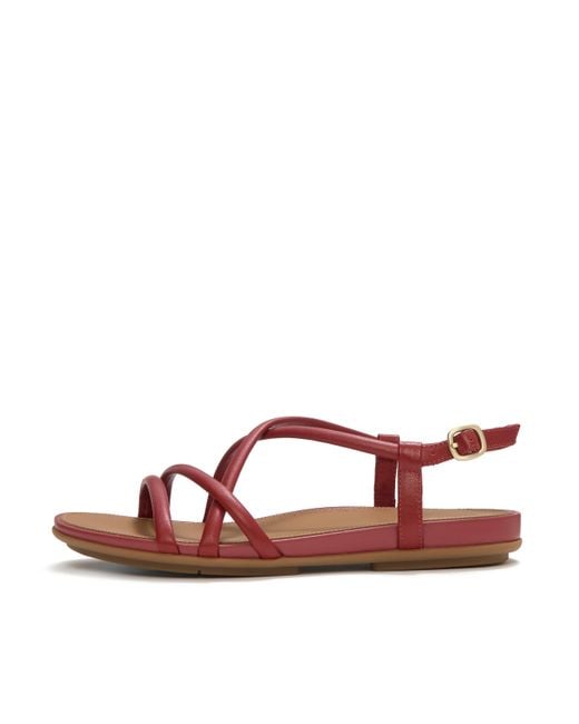Fitflop Red Gracie Leather Strappy Back-Strap Sandals