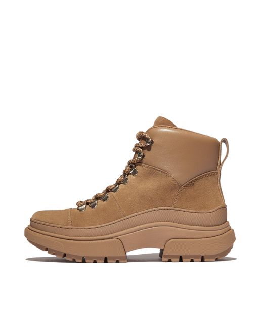 Fitflop Brown Women Wylder Suede Hiker-lace Boots Leather/suede/rubber