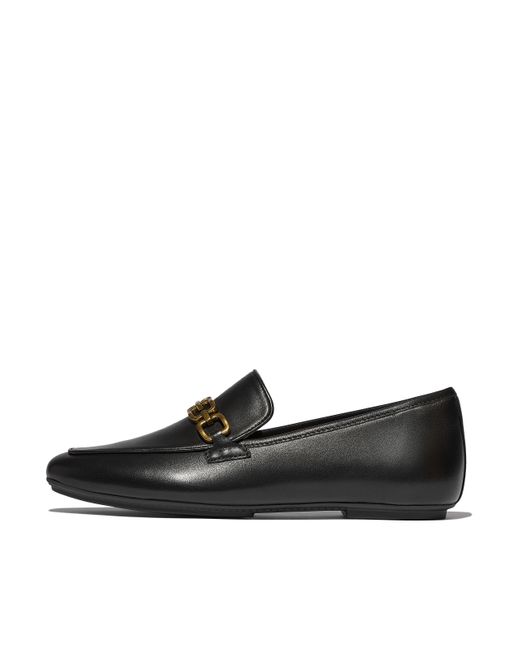 Fitflop Black Women Delicato Square-chain Soft Leather Loafers
