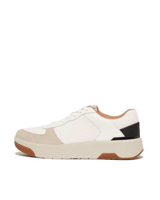 Fitflop White Women Rally Evo Leather/mesh/suede Trainers Leather Mesh Suede