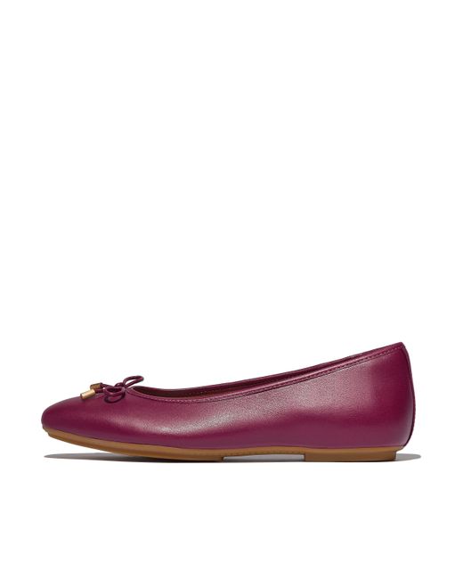 Fitflop Purple Delicato Bow Soft Leather Ballerinas