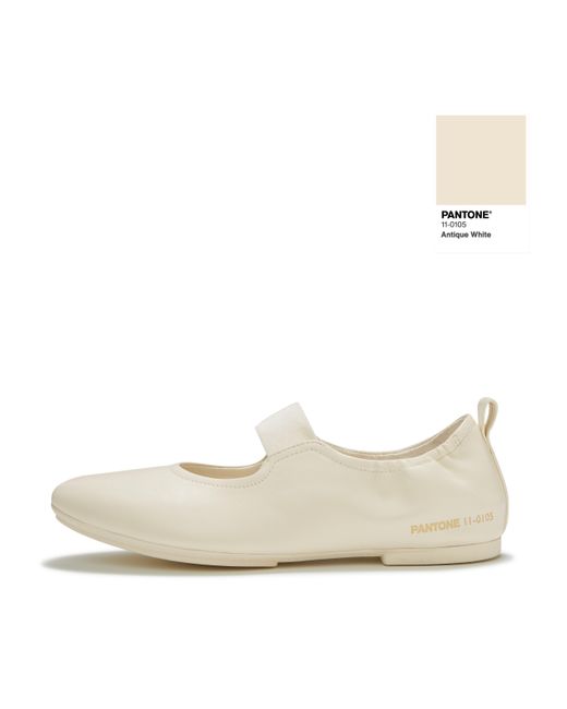 Fitflop White Delicato X Pantone Poise Leather Mary-Janes, Antique, Size: Uk