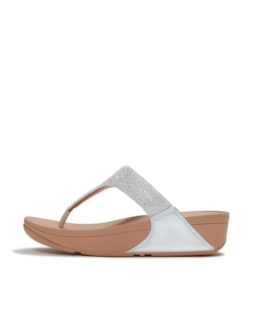 Fitflop Brown Lulu Crystal-Embellished Toe-Post Sandals