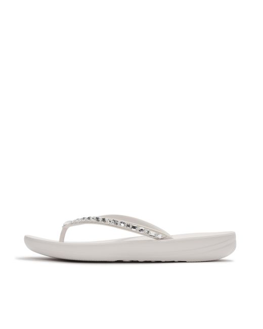 Fitflop White Iqushion Multi-Crystal Ergonomic Flip-Flops Tpu