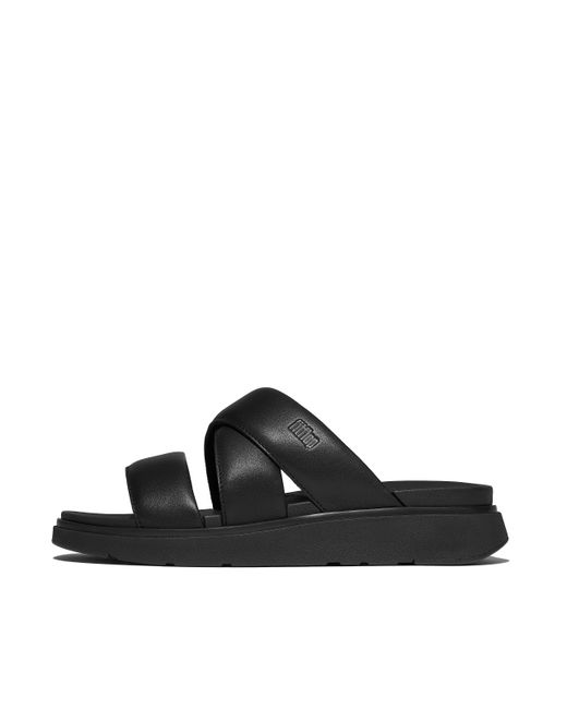 Fitflop Black Gen-Ff Leather Strappy Slides for men