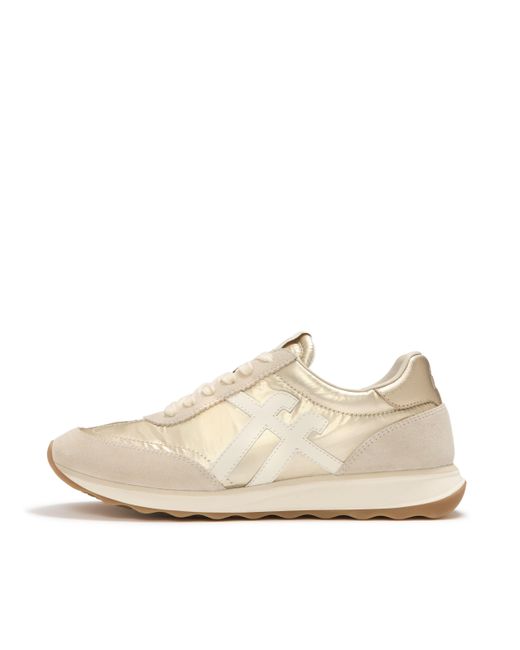 Fitflop Natural Retro-Q Metallic-Fabric/Suede Trainers