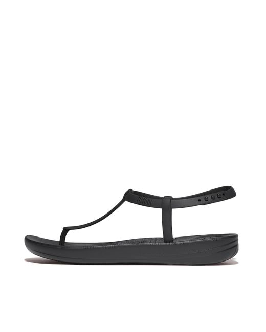 Fitflop Black Iqushion Splash Sparkle T-Bar Sandals