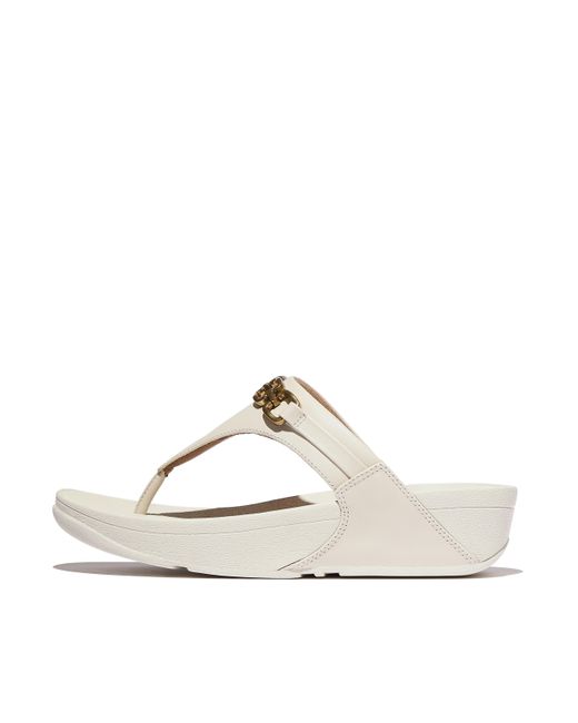 Fitflop White Women Lulu Square-chain Leather Toe-post Sandals
