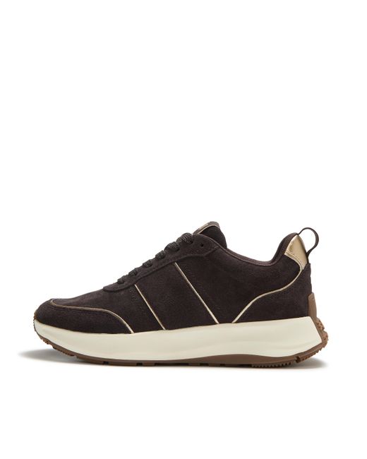 Fitflop Black F-Mode Flow Suede Trainers, /Platino, Size: Uk
