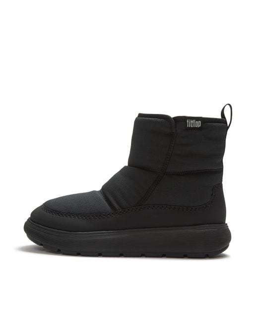 Fitflop Black Iq-Comff Water Resistant Boots Pu/Polyester, All, Size: Uk