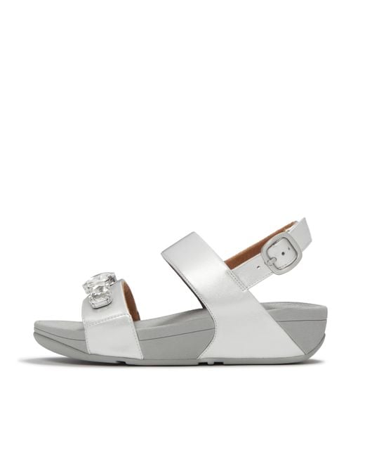 Fitflop White Lulu Ultra-Jewel Metallic Back-Strap Sandals