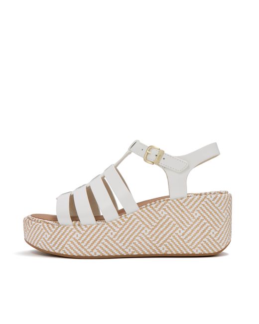 Fitflop Metallic Platfforms Graphic-Weave Leather Fisherman Wedge Sandals