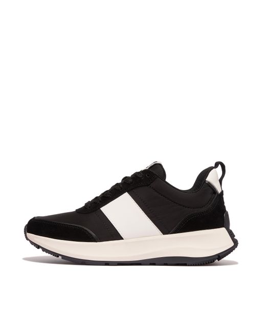 Fitflop Black F-Mode Flow Fabric/Suede/Leather Flatform Trainers
