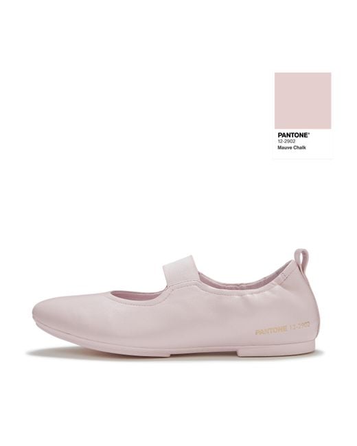 Fitflop Pink Delicato X Pantone Poise Leather Mary-Janes, Mauve Chalk, Size: Uk