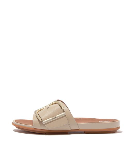 Fitflop Brown Gracie Maxi-buckle Leather Slides