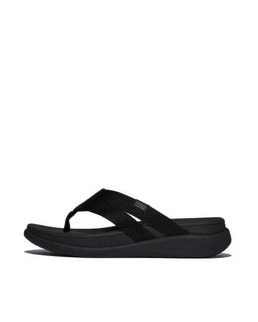 Fitflop Black Women F-mode Go Webbing Strappy Flip-flops Polyester, Markdown