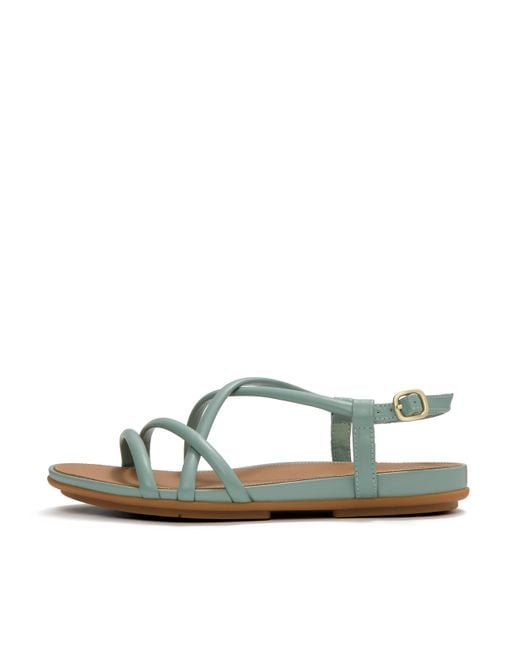 Fitflop Green Gracie Leather Strappy Back-Strap Sandals