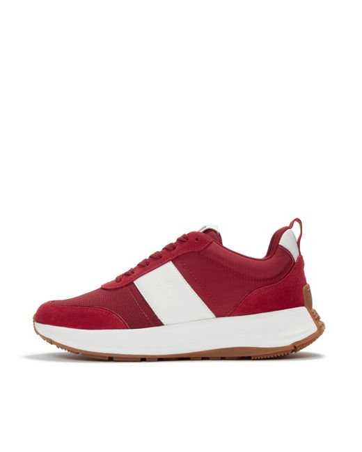Fitflop Red F-Mode Flow Fabric/Suede Trainers