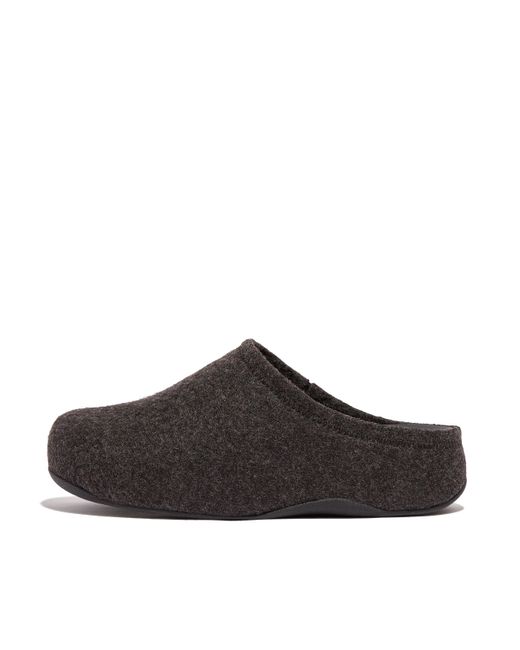 Fitflop Brown Shuv E01 Cushy Felt Clog Slippers Felt Polyester