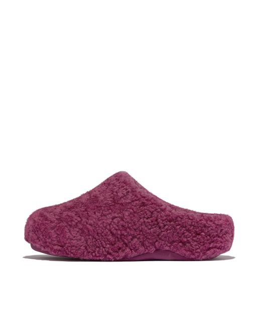 Fitflop Purple Shuv Curly-Shearling Clogs