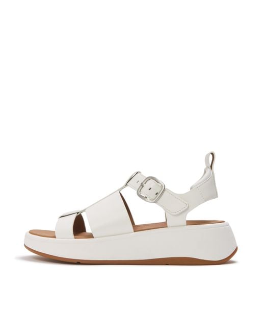 Fitflop White F-mode Leather Flatform Fisherman Sandals
