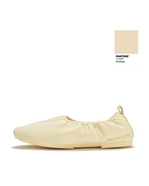 Fitflop Natural Delicato X Pantone Poise Leather Ballerinas, Rutabaga, Size: Uk