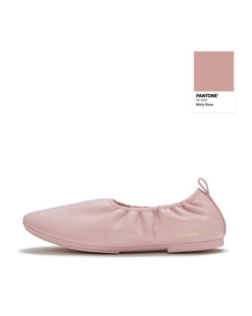 Fitflop Pink Delicato X Pantone Poise Leather Ballerinas, Misty Rose, Size: Uk