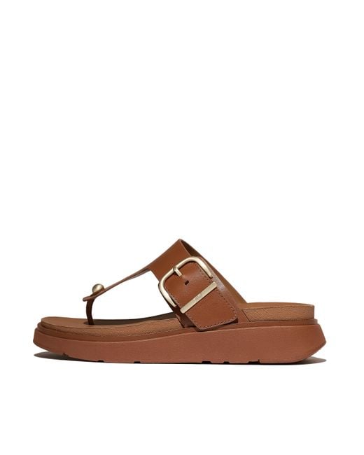 Fitflop Brown Gen-Ff Buckle Leather Toe-Post Sandals
